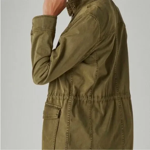Lucky Brand Jacket Medium Green Cargo Coat Distressed Military Utility - Picture 4 of 16